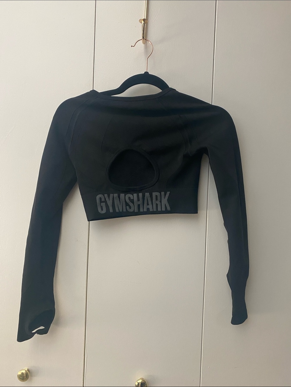 Gymshark Black Long-Sleeve Open-Back Crop Top